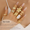 12 PCS Chunky Gold Plated Rings for Women Statement Flower Ring Set - view 2