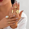 12 PCS Chunky Gold Plated Rings for Women Statement Flower Ring Set - view 3