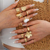 12 PCS Chunky Gold Plated Rings for Women Statement Flower Ring Set - view 5