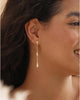 Dangle Earrings for Women Trendy, 14K Gold Plated CZ Huggie Drop Earrings, Dainty Long Chain Prom Wedding Jewelry Gift for Her - view 2