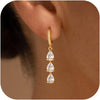 Dangle Earrings for Women Trendy, 14K Gold Plated CZ Huggie Drop Earrings, Dainty Long Chain Prom Wedding Jewelry Gift for Her - Bar CZ