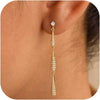 Dangle Earrings for Women Trendy, 14K Gold Plated CZ Huggie Drop Earrings, Dainty Long Chain Prom Wedding Jewelry Gift for Her - 3 Pave CZ