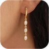Dangle Earrings for Women Trendy, 14K Gold Plated CZ Huggie Drop Earrings, Dainty Long Chain Prom Wedding Jewelry Gift for Her - Marquise CZ