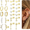 Flat Back Earrings-Cartilage Earring Stacks-Surgical Steel Earrings - Small Stai
