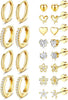 Gold Stud Earrings for Women - 14k Gold Plated Surgical Stainless Steel Flat back Earrings Set Small Huggie Hoop Flatback Earring Screw Back - main view