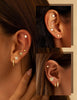 Gold Stud Earrings for Women - 14k Gold Plated Surgical Stainless Steel Flat back Earrings Set Small Huggie Hoop Flatback Earring Screw Back - view 2