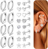 Gold Stud Earrings for Women - 14k Gold Plated Surgical Stainless Steel Flat bac