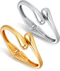 Chunky Gold Bangle Bracelets for Women 14K Gold Plated Cuff Bracelets Stack with Dainty Gold Bracelet Sets Fashion Jewelry Gift - Gold-Silver-2pc-003