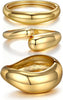 Chunky Gold Bangle Bracelets for Women 14K Gold Plated Cuff Bracelets Stack with Dainty Gold Bracelet Sets Fashion Jewelry Gift - Gold-3pc-009