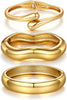 Chunky Gold Bangle Bracelets for Women 14K Gold Plated Cuff Bracelets Stack with Dainty Gold Bracelet Sets Fashion Jewelry Gift - Gold-3pc-007