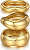 Chunky Gold Bangle Bracelets for Women 14K Gold Plated Cuff Bracelets Stack with Dainty Gold Bracelet Sets Fashion Jewelry Gift - Gold-3pc-008