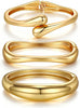 Chunky Gold Bangle Bracelets for Women 14K Gold Plated Cuff Bracelets Stack with Dainty Gold Bracelet Sets Fashion Jewelry Gift - Gold-3pc-006