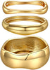 Chunky Gold Bangle Bracelets for Women 14K Gold Plated Cuff Bracelets Stack with Dainty Gold Bracelet Sets Fashion Jewelry Gift - Gold-3pc-010