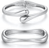 Chunky Gold Bangle Bracelets for Women 14K Gold Plated Cuff Bracelets Stack with Dainty Gold Bracelet Sets Fashion Jewelry Gift - 2pcs-Silver-WaveTwinDrop