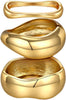 Chunky Gold Bangle Bracelets for Women 14K Gold Plated Cuff Bracelets Stack with Dainty Gold Bracelet Sets Fashion Jewelry Gift - Gold-3pc-013