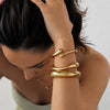 Chunky Gold Bangle Bracelets for Women 14K Gold Plated Cuff Bracelets Stack with Dainty Gold Bracelet Sets Fashion Jewelry Gift - view 3