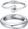 Chunky Gold Bangle Bracelets for Women 14K Gold Plated Cuff Bracelets Stack with Dainty Gold Bracelet Sets Fashion Jewelry Gift - 2pcs-Silver-BoldTwinDrop