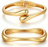 Chunky Gold Bangle Bracelets for Women 14K Gold Plated Cuff Bracelets Stack with Dainty Gold Bracelet Sets Fashion Jewelry Gift - 2pcs-Gold-WaveTwinDrop