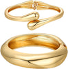 Chunky Gold Bangle Bracelets for Women 14K Gold Plated Cuff Bracelets Stack with Dainty Gold Bracelet Sets Fashion Jewelry Gift - 2pcs-Gold-BoldTwinDrop