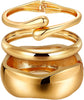 Chunky Gold Bangle Bracelets for Women 14K Gold Plated Cuff Bracelets Stack with Dainty Gold Bracelet Sets Fashion Jewelry Gift - Gold-3pc-004