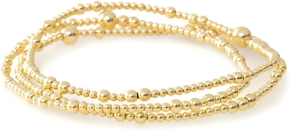 Gold Bracelets for Women, Beaded Cross Stack, Set-1 - main view
