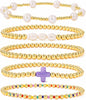 Gold Beaded Cross Bracelet Stack Set for Women with Stretch Fit - Colors-5