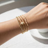 Gold Beaded Cross Bracelet Stack Set for Women with Stretch Fit - view 2