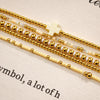 Gold Beaded Cross Bracelet Stack Set for Women with Stretch Fit - view 4