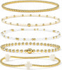 Gold Beaded Cross Bracelet Stack Set for Women with Stretch Fit - Colors-8