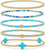 Gold Beaded Cross Bracelet Stack Set for Women with Stretch Fit - Colors-6