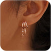 Dangle Earrings for Women, 14k Gold Plated Triple Huggie Stud Earrings Cute Statement Chain Earring Dainty Drop Earrings for Women Trendy Gold Plated - rose gold-dangle2