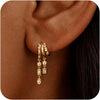 Dangle Earrings for Women, 14k Gold Plated Triple Huggie Stud Earrings Cute Statement Chain Earring Dainty Drop Earrings for Women Trendy Gold Plated - Gold-dangle5