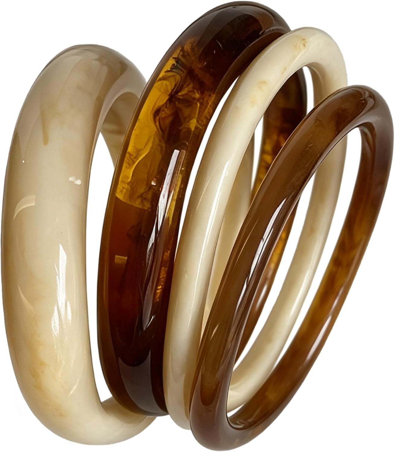 Acrylic Bangles Bracelets for Women with Irregular Acrylic Resin Chunky Bracelets Geometric Fashions Thick Statement bangle Set - main view