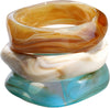 Acrylic Bangles Bracelets for Women with Irregular Acrylic Resin Chunky Bracelets Geometric Fashions Thick Statement bangle Set - Marble Cream