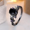 Blue Sandstone Gothic Leaf Ring for Women – 18K Black Gold Plated Vine Promise Statement Ring, Engagement Wedding Band Jewelry Gifts - view 3