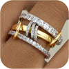 Gold Stackable Rings for Women 18K Gold Plated Interlocked Stack Rings Set Silver Gold Mixed Metals Multi Ring Statement Thumb Rings Cubic Zirconia - main view