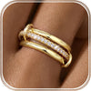 Gold Stackable Rings for Women 18K Gold Plated Interlocked Stack Rings Set Silver Gold Mixed Metals Multi Ring Statement Thumb Rings Cubic Zirconia - gold-thin band 7