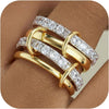 Gold Stackable Rings for Women 18K Gold Plated Interlocked Stack Rings Set Silver Gold Mixed Metals Multi Ring Statement Thumb Rings Cubic Zirconia - silver & gold-thick band 8