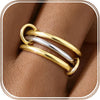 Gold Stackable Rings for Women 18K Gold Plated Interlocked Stack Rings Set Silver Gold Mixed Metals Multi Ring Statement Thumb Rings Cubic Zirconia - gold-middle silver 10