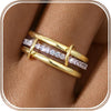 Gold Stackable Rings for Women 18K Gold Plated Interlocked Stack Rings Set Silver Gold Mixed Metals Multi Ring Statement Thumb Rings Cubic Zirconia - gold-middle cz 10