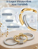 Gold Stackable Rings for Women 18K Gold Plated Interlocked Stack Rings Set Silver Gold Mixed Metals Multi Ring Statement Thumb Rings Cubic Zirconia - view 3