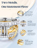 Gold Stackable Rings for Women 18K Gold Plated Interlocked Stack Rings Set Silver Gold Mixed Metals Multi Ring Statement Thumb Rings Cubic Zirconia - view 4
