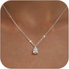 Gold Silver Necklace for Women with Dainty Cubic Zirconia Pendant Teardrop CZ Charm 14K Gold Sterling Silver Plated Adjustable Chain - main view