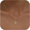 Gold Silver Necklace for Women with Dainty Cubic Zirconia Pendant Teardrop CZ Charm 14K Gold Sterling Silver Plated Adjustable Chain - Gold-Howllow sun/cable chain