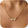Gold Silver Necklace for Women with Dainty Cubic Zirconia Pendant Teardrop CZ Charm 14K Gold Sterling Silver Plated Adjustable Chain - Gold-ngel wings necklace
