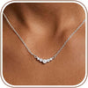 Gold Silver Necklace for Women with Dainty Cubic Zirconia Pendant Teardrop CZ Charm 14K Gold Sterling Silver Plated Adjustable Chain - Silver-round cz necklace