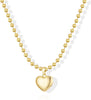 Gold Silver Necklace for Women with Dainty Cubic Zirconia Pendant Teardrop CZ Charm 14K Gold Sterling Silver Plated Adjustable Chain - Gold-Puffy heart/ball chain
