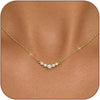 Gold Silver Necklace for Women with Dainty Cubic Zirconia Pendant Teardrop CZ Charm 14K Gold Sterling Silver Plated Adjustable Chain - Gold-round cz necklace
