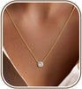 Gold Silver Necklace for Women with Dainty Cubic Zirconia Pendant Teardrop CZ Charm 14K Gold Sterling Silver Plated Adjustable Chain - Gold-Solitaire cz