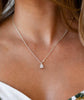 Gold Silver Necklace for Women with Dainty Cubic Zirconia Pendant Teardrop CZ Charm 14K Gold Sterling Silver Plated Adjustable Chain - view 4